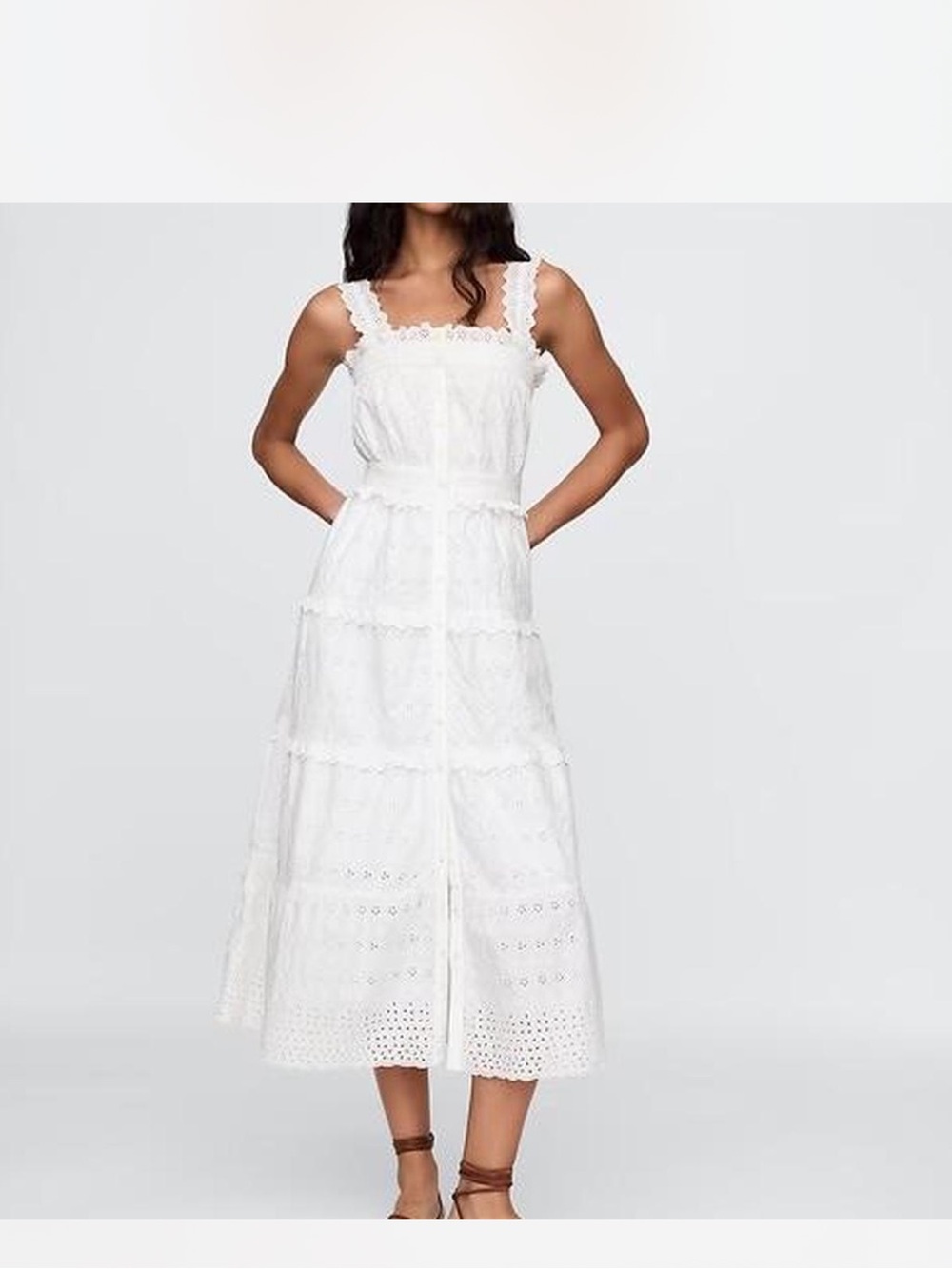 GAP Doen White Eyelet Maxi Dress with Button Front